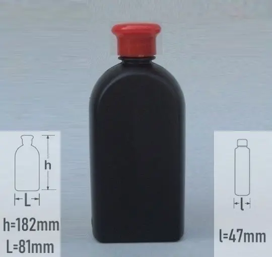 Sticla plastic 420ml culoare negru cu capac flip top rosu